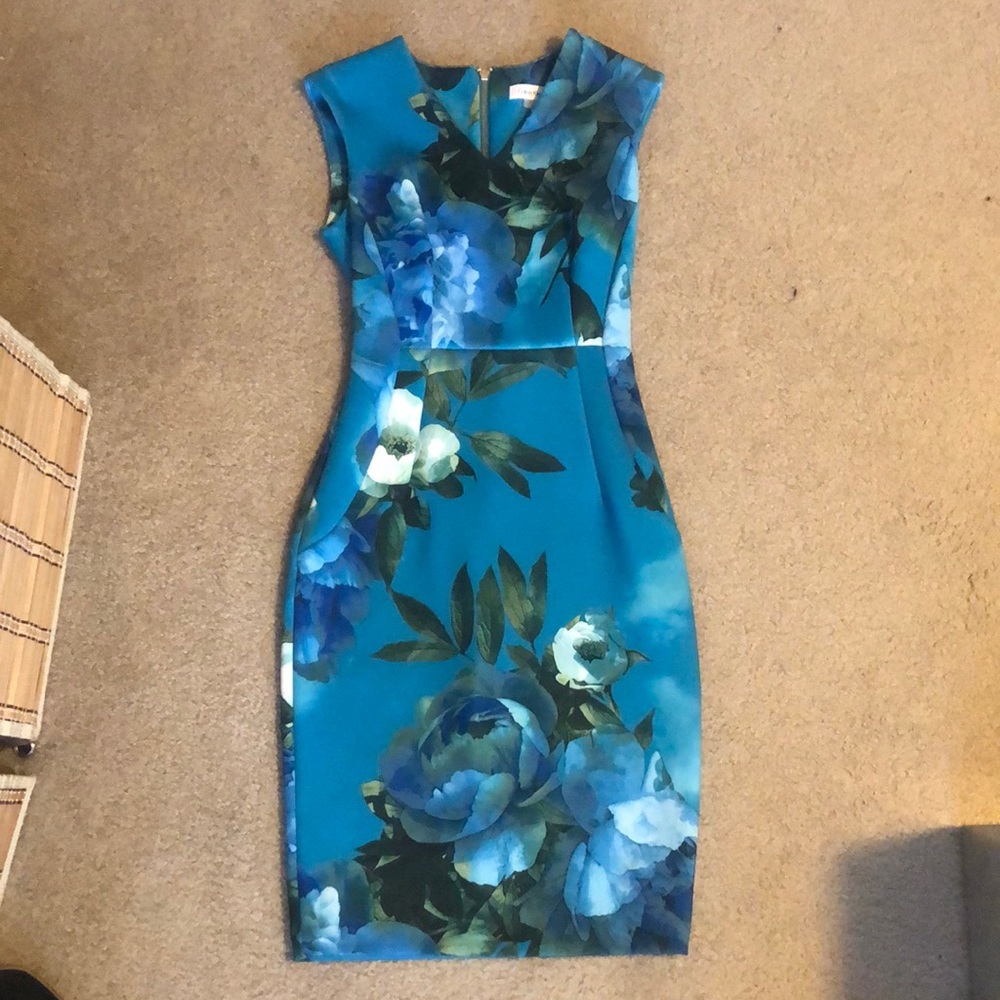 Calvin Klein blue floral dress